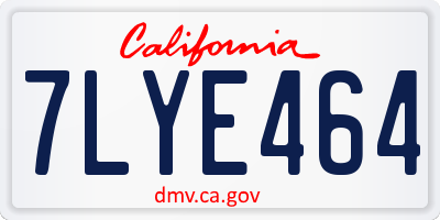 CA license plate 7LYE464