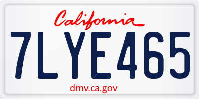 CA license plate 7LYE465