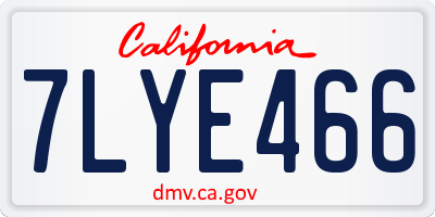 CA license plate 7LYE466