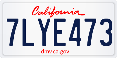 CA license plate 7LYE473