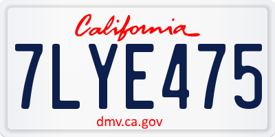 CA license plate 7LYE475