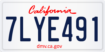 CA license plate 7LYE491