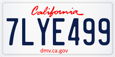 CA license plate 7LYE499