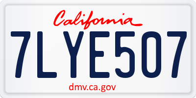CA license plate 7LYE507