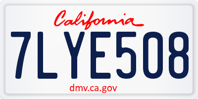 CA license plate 7LYE508