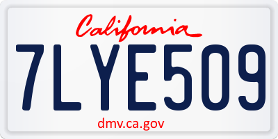 CA license plate 7LYE509