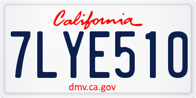 CA license plate 7LYE510