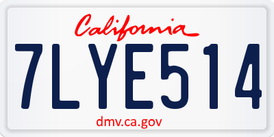 CA license plate 7LYE514