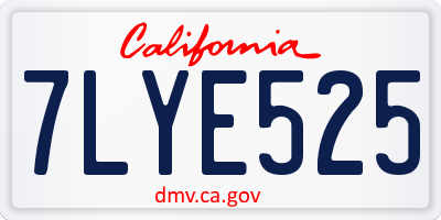 CA license plate 7LYE525