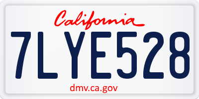 CA license plate 7LYE528
