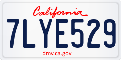 CA license plate 7LYE529