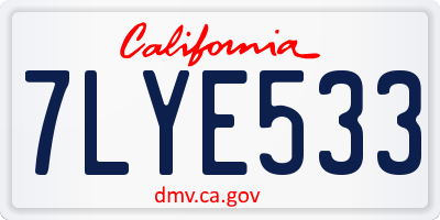 CA license plate 7LYE533