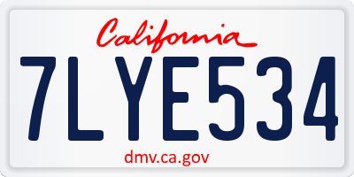 CA license plate 7LYE534