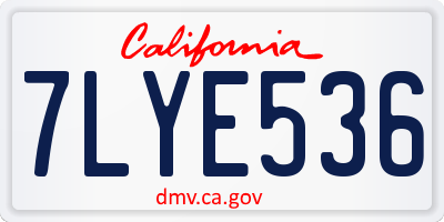 CA license plate 7LYE536