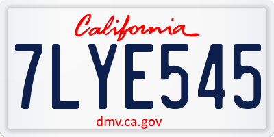 CA license plate 7LYE545