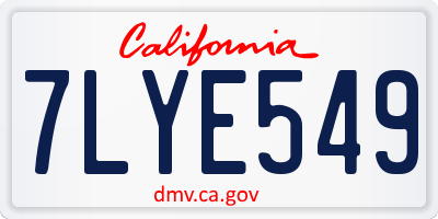 CA license plate 7LYE549