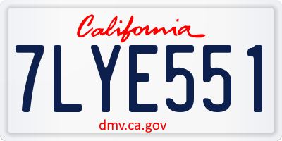 CA license plate 7LYE551