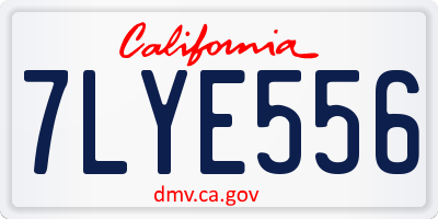 CA license plate 7LYE556