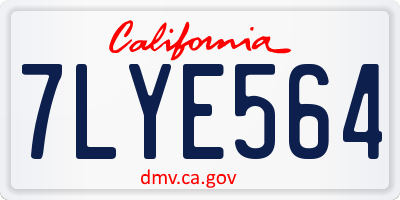 CA license plate 7LYE564
