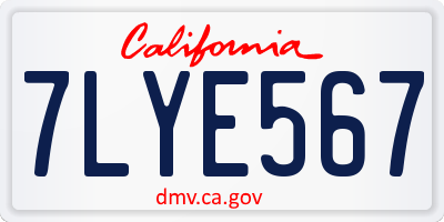 CA license plate 7LYE567