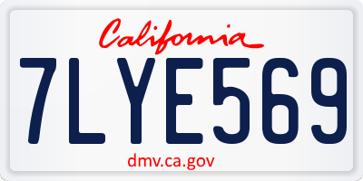 CA license plate 7LYE569
