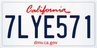 CA license plate 7LYE571