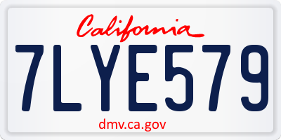 CA license plate 7LYE579