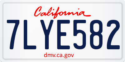 CA license plate 7LYE582