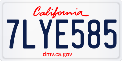 CA license plate 7LYE585