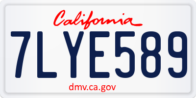 CA license plate 7LYE589