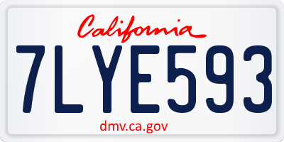 CA license plate 7LYE593