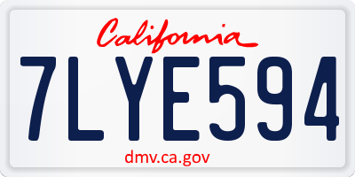CA license plate 7LYE594
