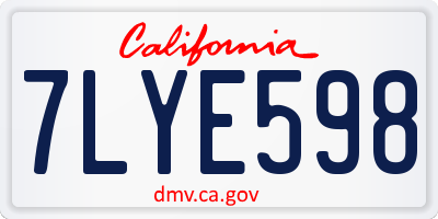 CA license plate 7LYE598