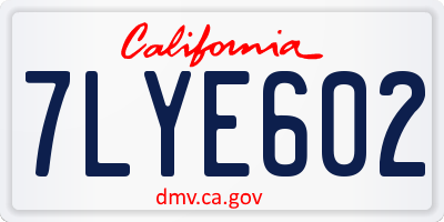 CA license plate 7LYE602