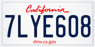 CA license plate 7LYE608