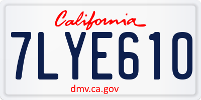 CA license plate 7LYE610