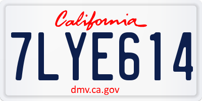 CA license plate 7LYE614