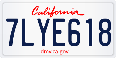 CA license plate 7LYE618