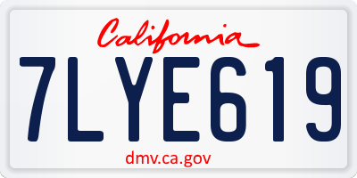 CA license plate 7LYE619