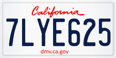 CA license plate 7LYE625