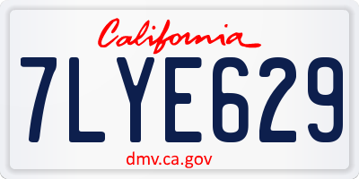 CA license plate 7LYE629