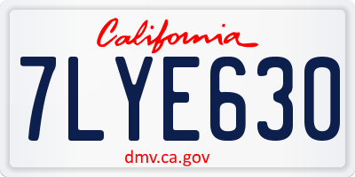 CA license plate 7LYE630