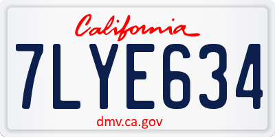 CA license plate 7LYE634