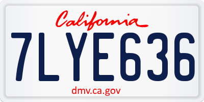 CA license plate 7LYE636