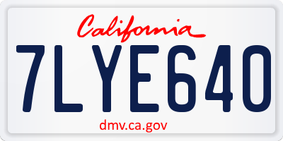 CA license plate 7LYE640