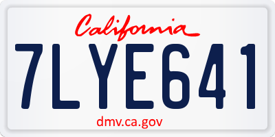 CA license plate 7LYE641