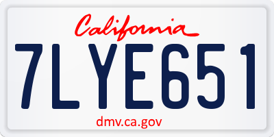 CA license plate 7LYE651