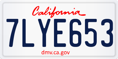 CA license plate 7LYE653