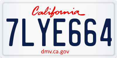 CA license plate 7LYE664