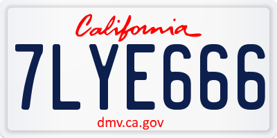 CA license plate 7LYE666
